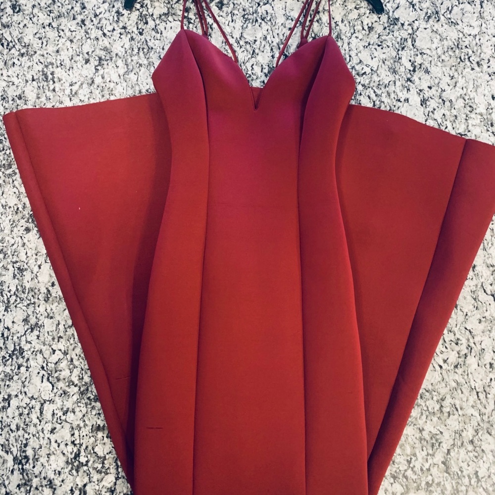 Miss Kim USA burgandy prom dress